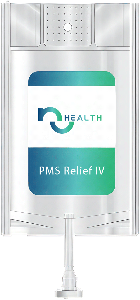 IV bag labeled PMS Relief treatment