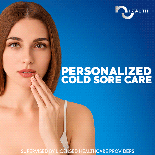 a woman with her hand on her face cold sore