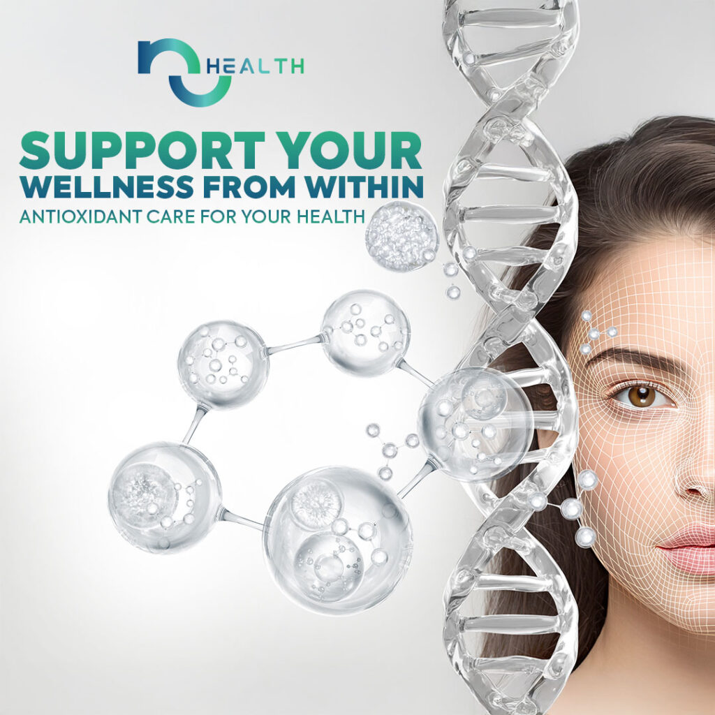 a woman with a dna strand face antioxidant