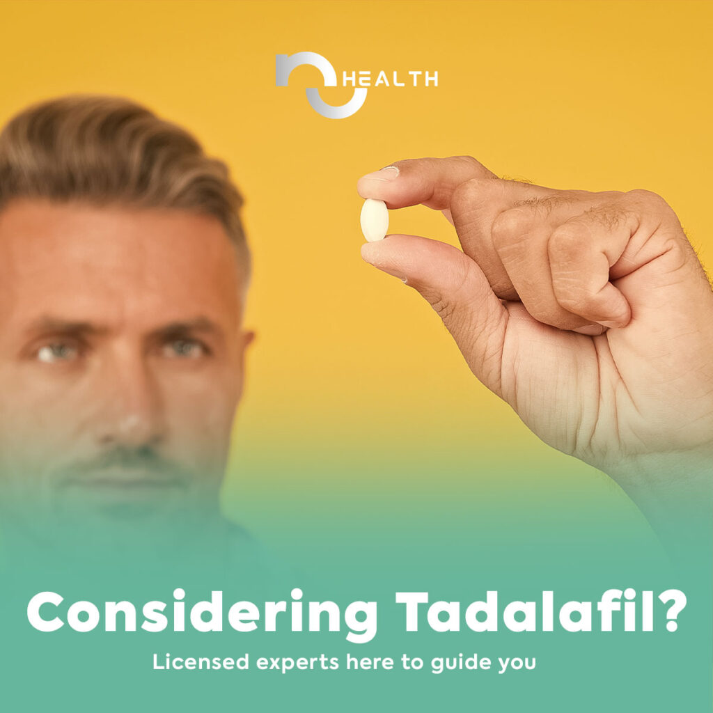 a man holding a pill of tadalafil